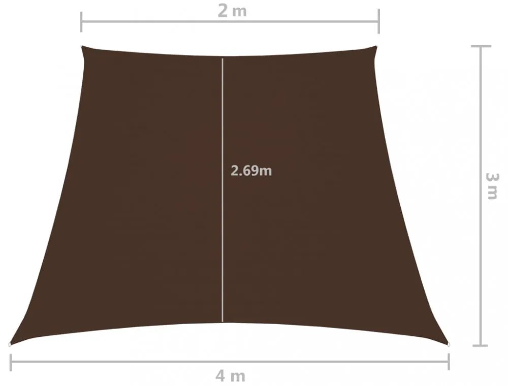barna trapéz alakú oxford-szövet napvitorla 2/4 x 3 m