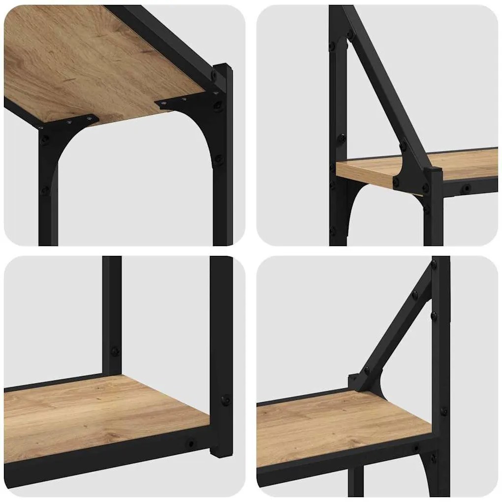 Falpolc polcokkal kézműves tölgy 60 x 21 x 51 cm Faanyag