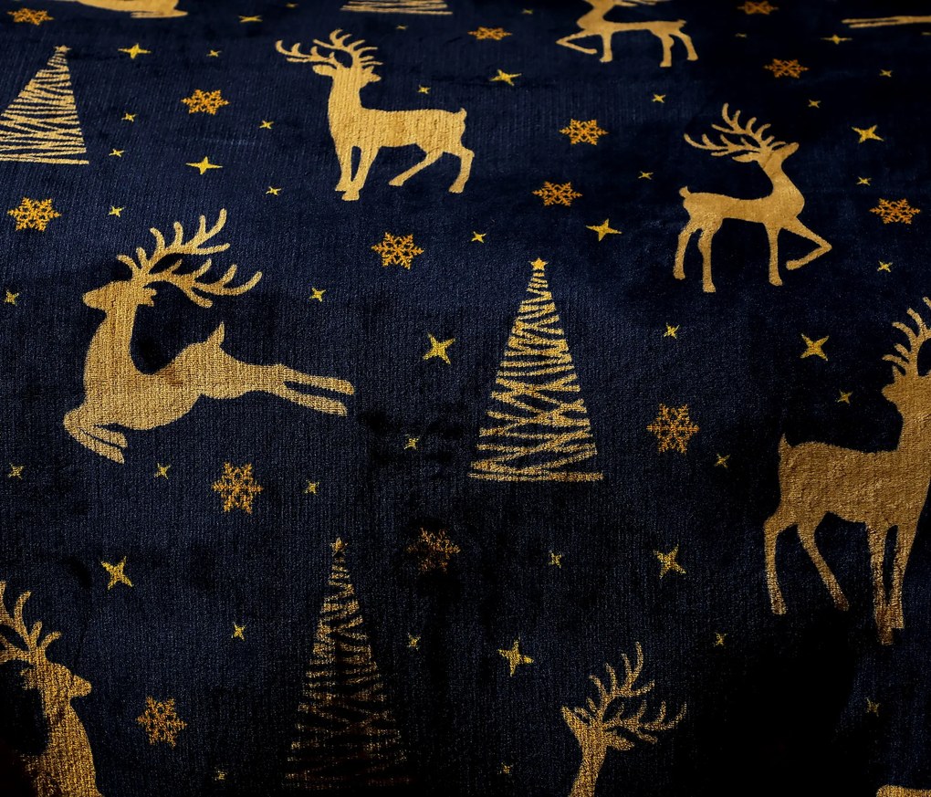 GOLDEN DEER sötétkék mikroplüss ágyneműhuzat Ágyneműhuzat mérete: 2 db 70 x 90 cm | 200 x 220 cm