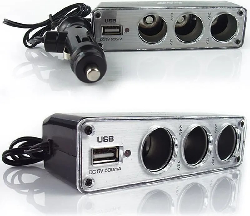 FastLine Autós szivargyújtó elosztó + USB NTS-CW737