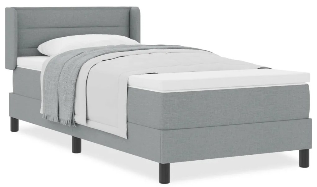 Boxspring Ágy Mattal, Világosszürke, 80x200 cm, Szövet