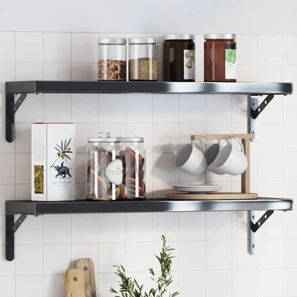 4 db fekete rozsdamentes acél polctartó 20 x 2,5 x 14 cm