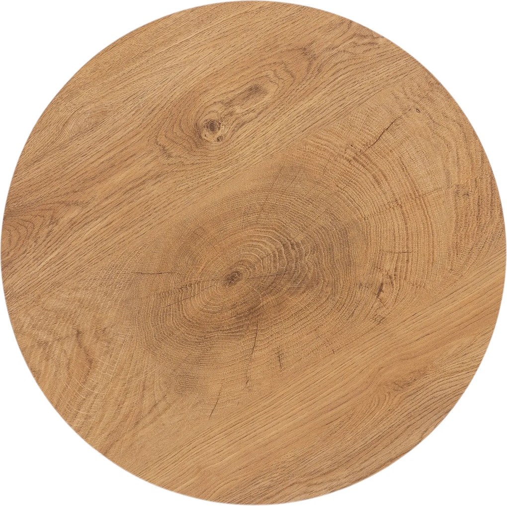 Liviano kerek dohányzóasztal 45 cm fém lábakkal - natúr tölgy / fekete