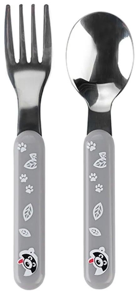 Gyermek kanál és villa Baby Ono rozsdamentes szürke