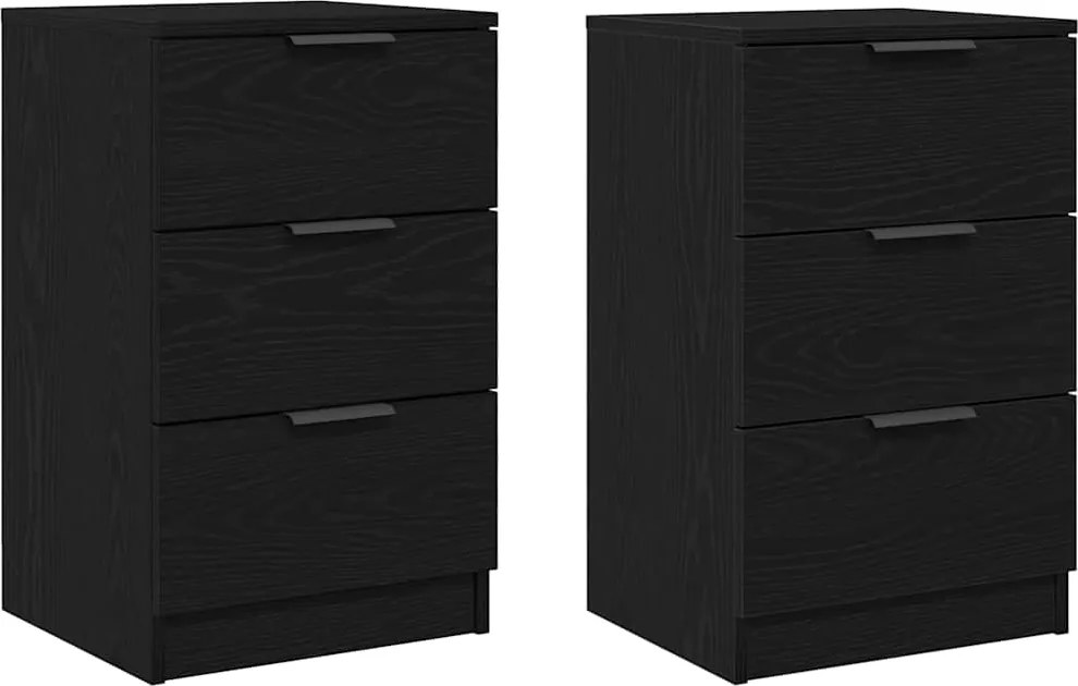 vidaXL Éjjeliszekrény 2 pcs Fekete tölgy 40 x 65 x 65 cm Faanyag