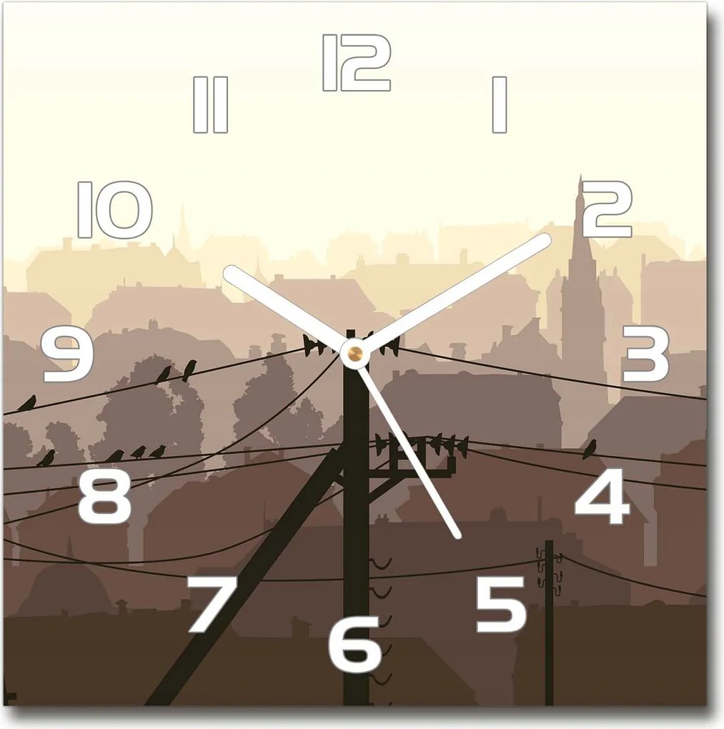 Óra edzett üveg Város feszültség vonal 30x30cm