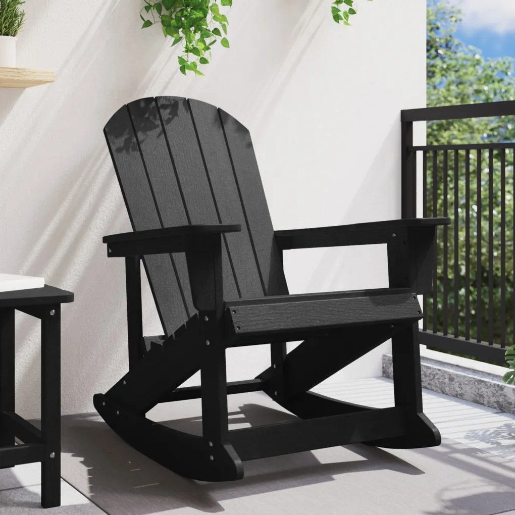 Adirondack hintaszék Fekete 73.5x92x90 cm HDPE