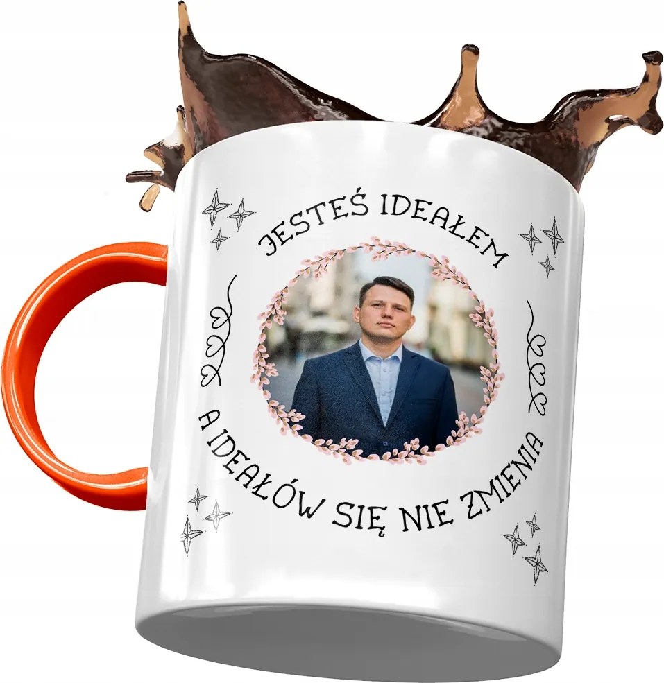 Narancssárga Bögre Sławomir Mentzen XD Ajándék Nyomtatott Fotóval