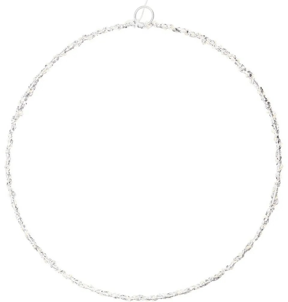 Világító karácsonyi dekoráció Kör, 30 cm, ezüst,LED meleg fehér, elemes