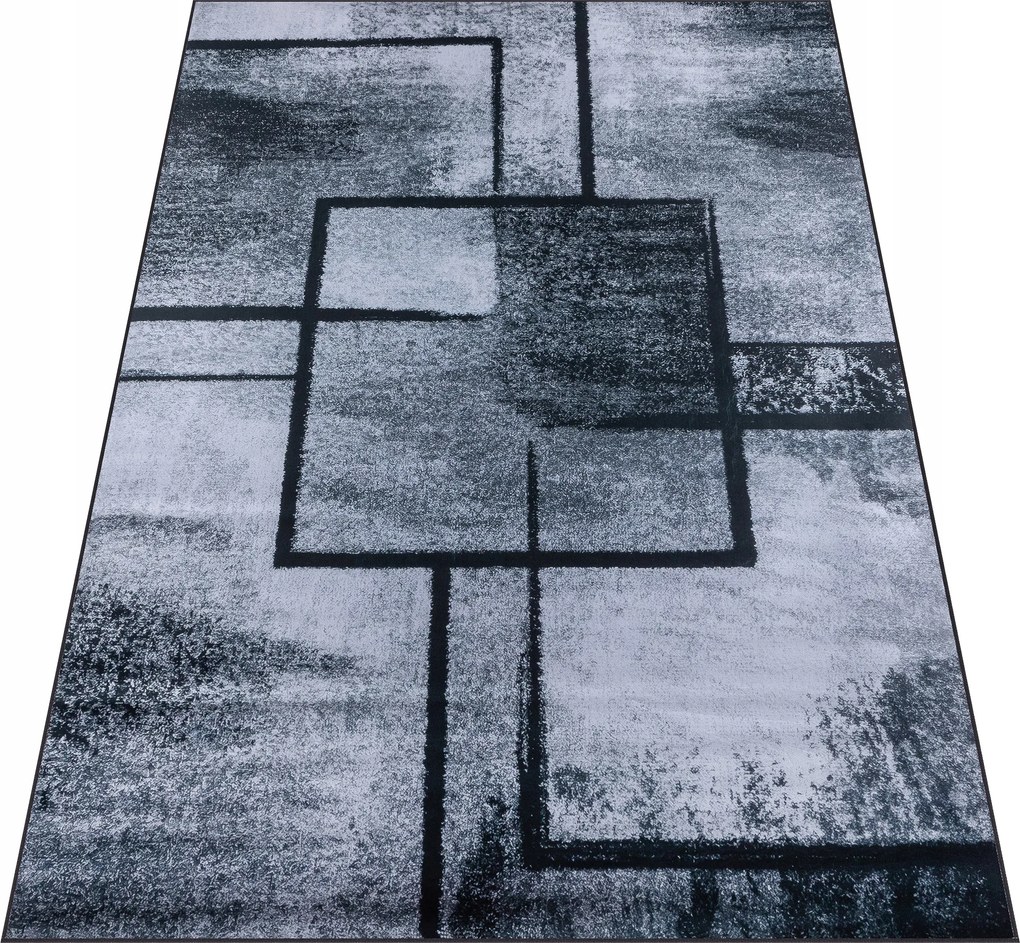 Szőnyeg 120x170 Szürke Fekete Hálószoba Nappaliba Geometrikus Csúszásgátló