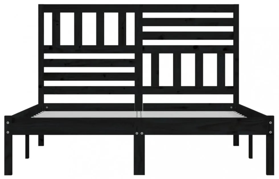 fekete franciaágy tömör fenyőfa ágykeret 150x200 cm