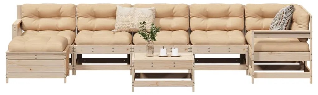 vidaXL 8 részes tömör fenyőfa kerti kanapészett