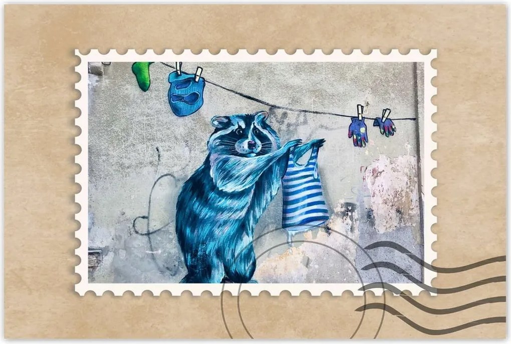 Poszterek 90x60 Mosómedve Graffiti Csíkok