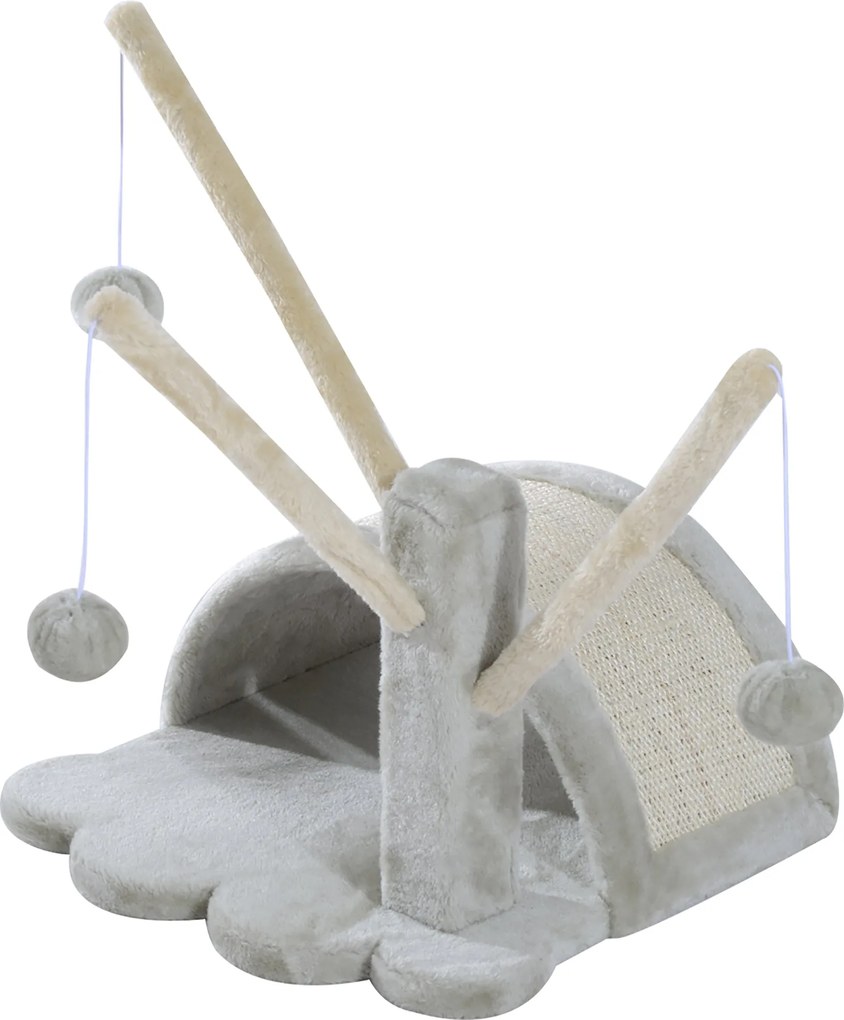 PawHut 40 cm-es Macska Karcoló Oszlop Kis Macska Torony Barlanggal, 2 Játékgolyóval, Karcoló Szőnyeggel, Macska Karcoló Fával, Mászófával Kis és Nagy