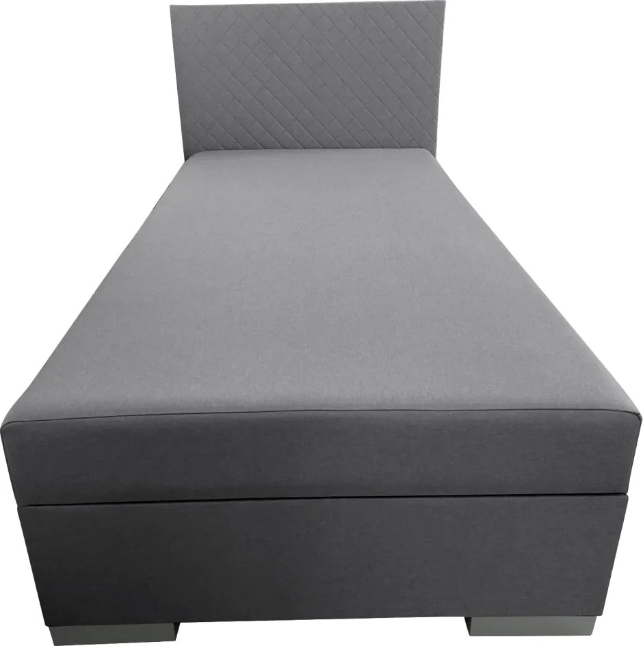 Boxspring ágy, egyszemélyes, szürke, 90x200, univerzális, ADARA