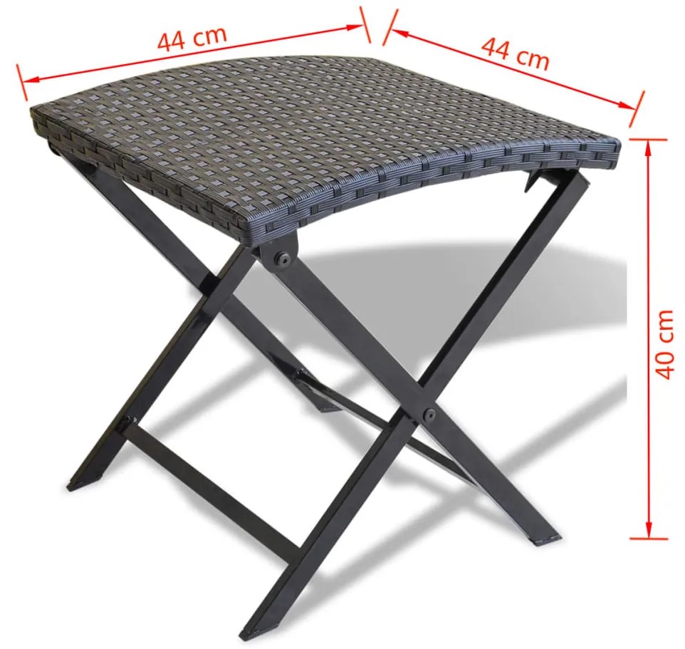 Fekete összecsukható polyrattan ülőke