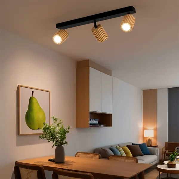 Brilagi - MODERN WOOD spotlámpa 3xGU10/8W/230V kaucsukfa/fekete