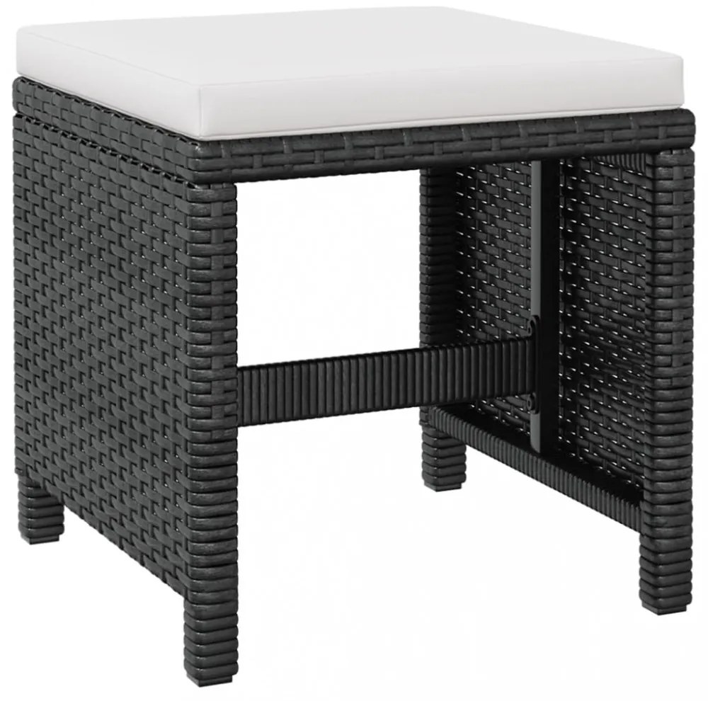 9 darabos fekete kültéri polyrattan és akácfa étkezőszett