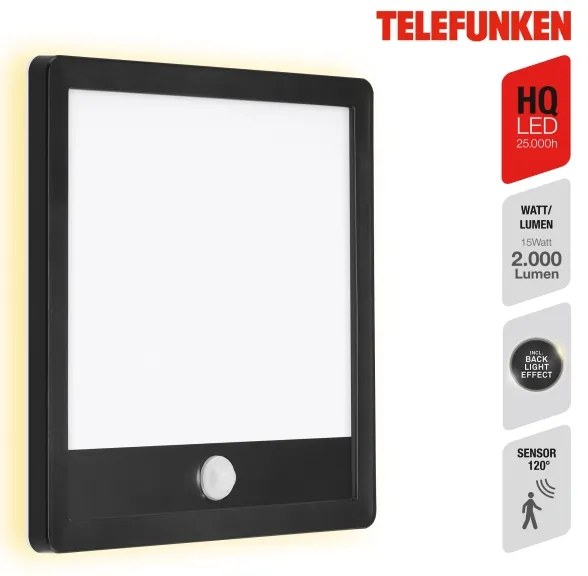 Telefunken 313805TF-LED kültéri LED lámpa s érzékelővel 15W 230V IP44