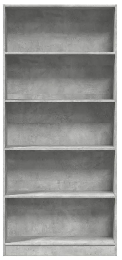 betonszürke szerelt fa könyvespolc 80 x 24 x 176 cm