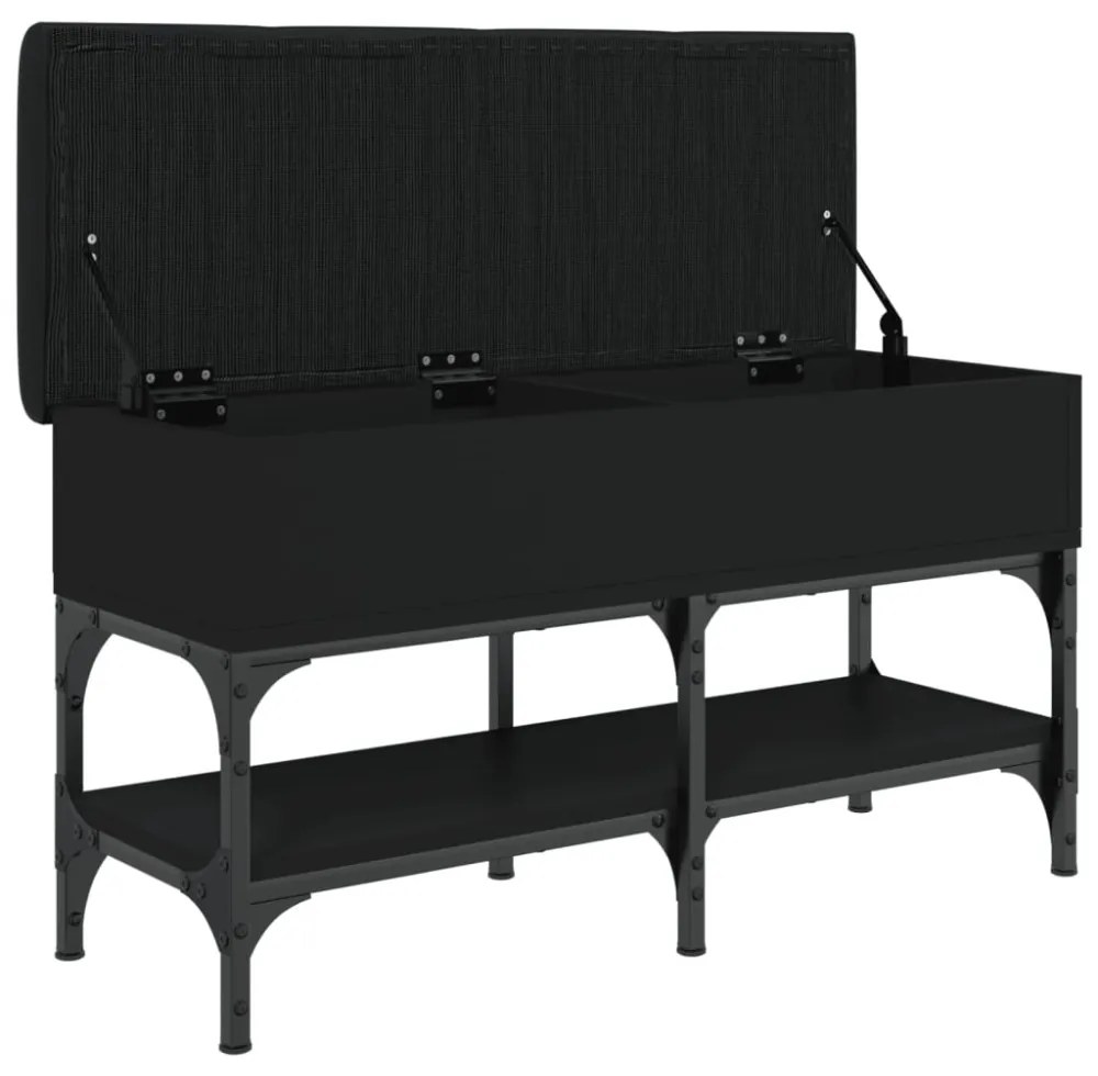 fekete szerelt fa cipőtároló pad 82 x 32 x 45 cm