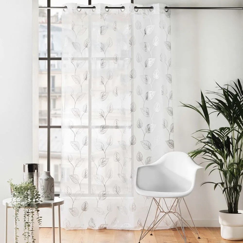 Fehér-ezüstszínű átlátszó függöny 140x280 cm Edelia – douceur d'intérieur