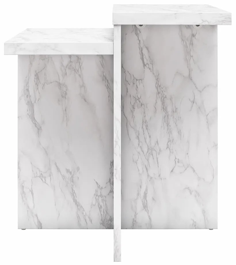 Fehér dohányzóasztal márvány dekorral 56x56 cm Brielle – CosmoLiving by Cosmopolitan