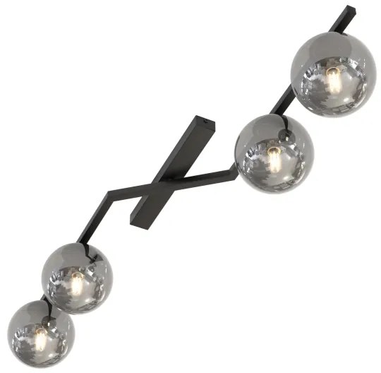 Mennyezeti lámpatest NATON 4xE14/10W/230V fekete/füstszínű