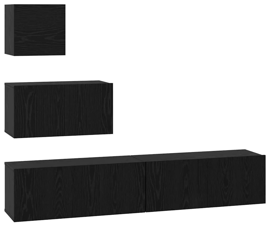 Fali TV Szekrény 4 pcs Musta tammi 80 x 30 x 30.5 cm Faanyag