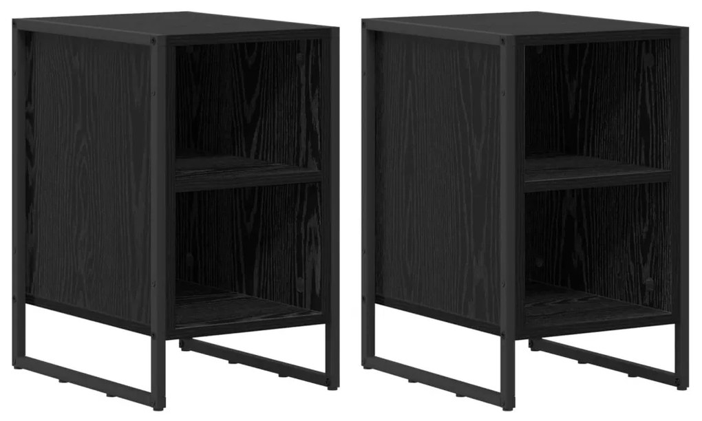 vidaXL Éjjeli asztal 2 pcs Fekete tölgy 39.5 x 30 x 50 cm Faanyag