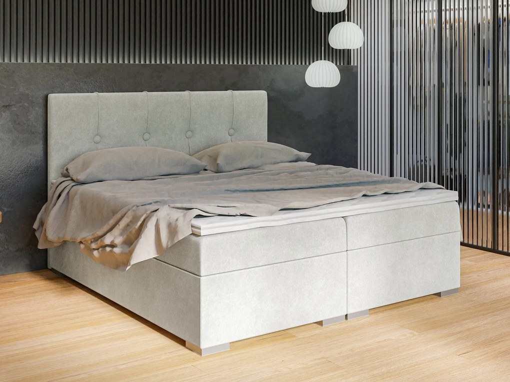 Franciaágy Boxspring 160 cm Ruffy (világosszürke) (matraccal és tárolóhellyel). Akció -17%. 1043447