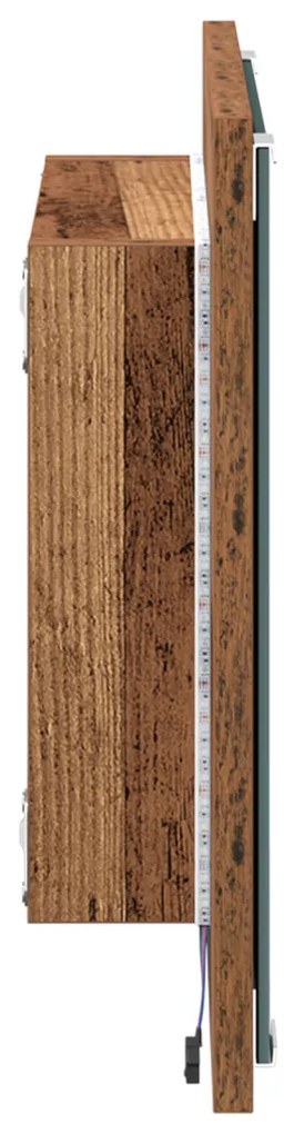 LED Fürdőszoba Tükör Régi Fa 40x8.5x37 cm Műanyag Fa