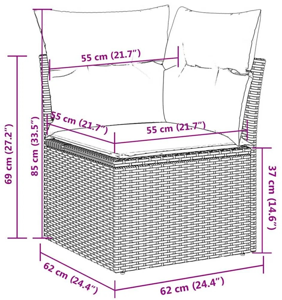 13 részes bézs polyrattan kerti ülőgarnitúra párnákkal
