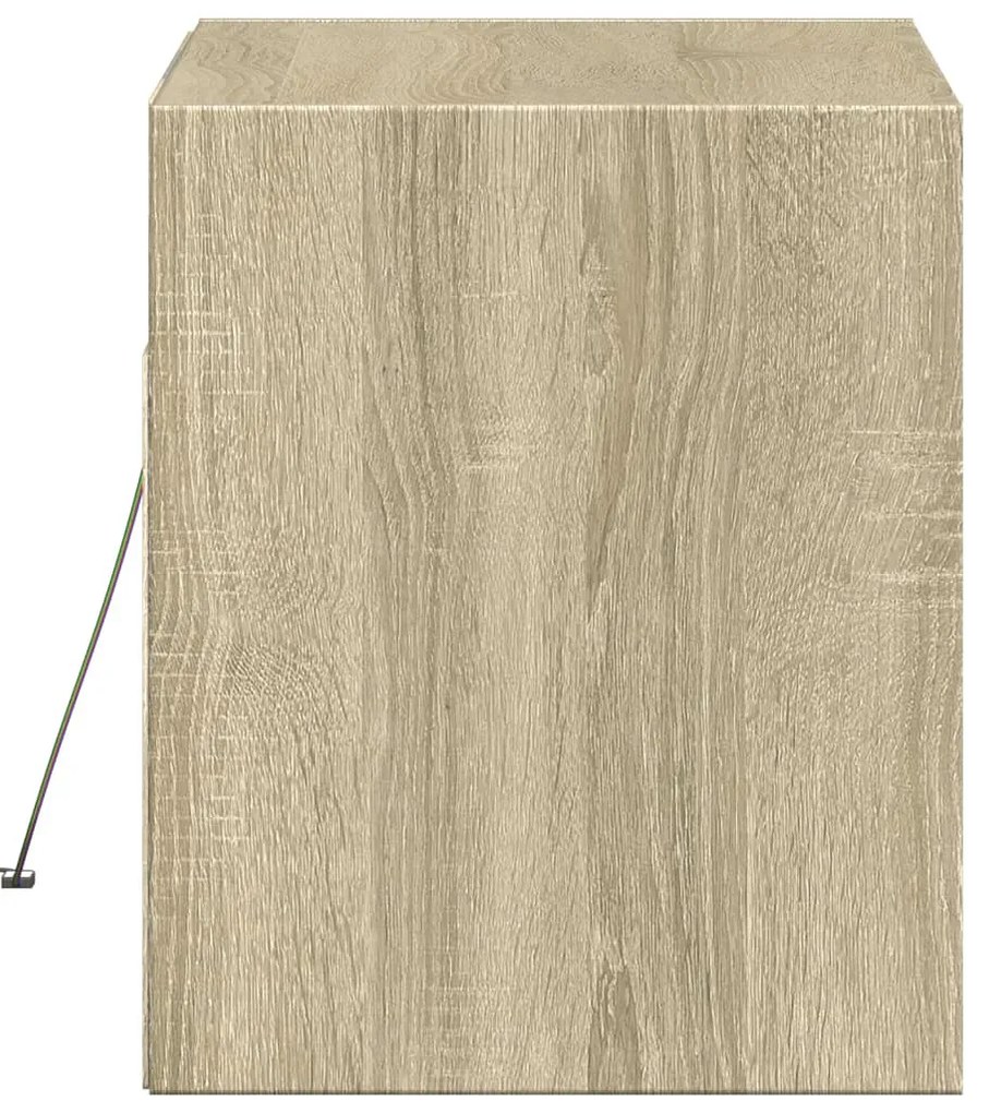 sonoma tölgy színű fali TV-szekrény LED-ekkel 80x31x35 cm