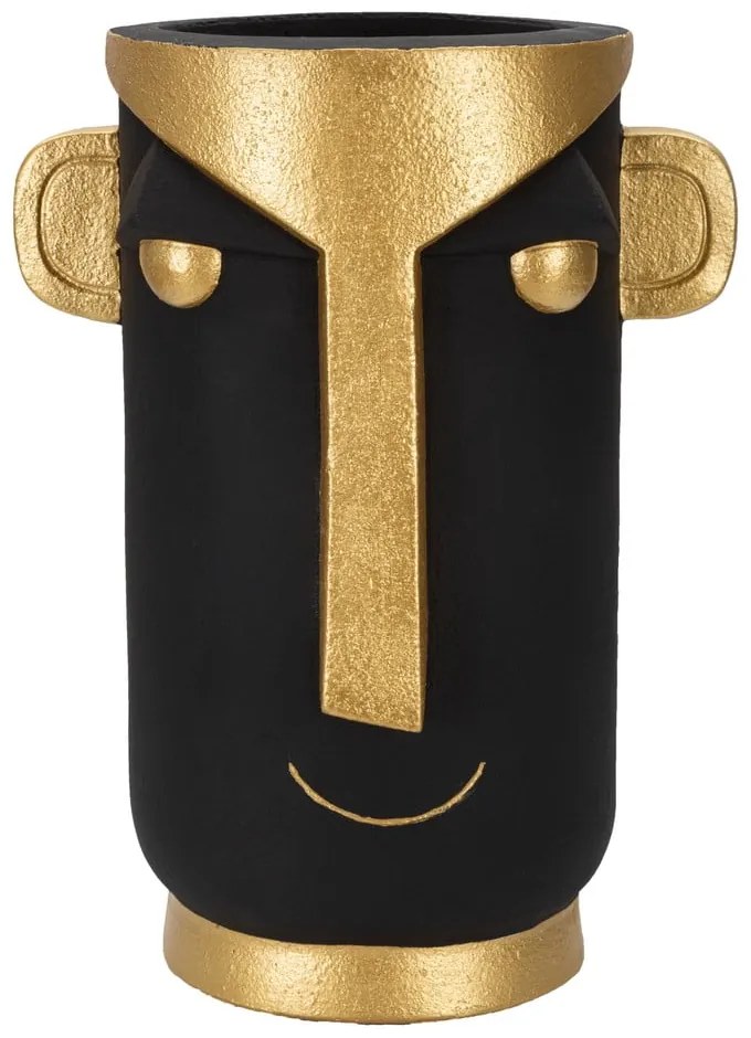 Fekete-aranyszínű magas poligyanta váza 40 cm Tribal – Mauro Ferretti