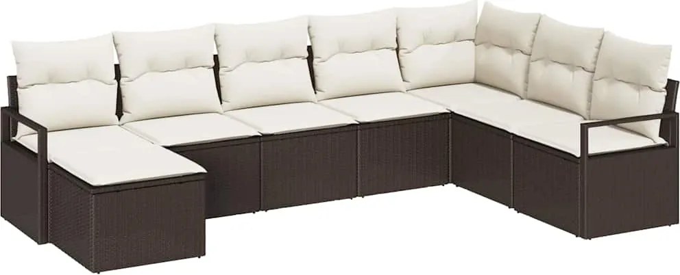 vidaXL Kanapé Szett párnával tárolóval 8 pcs Barna és Krém polirattan