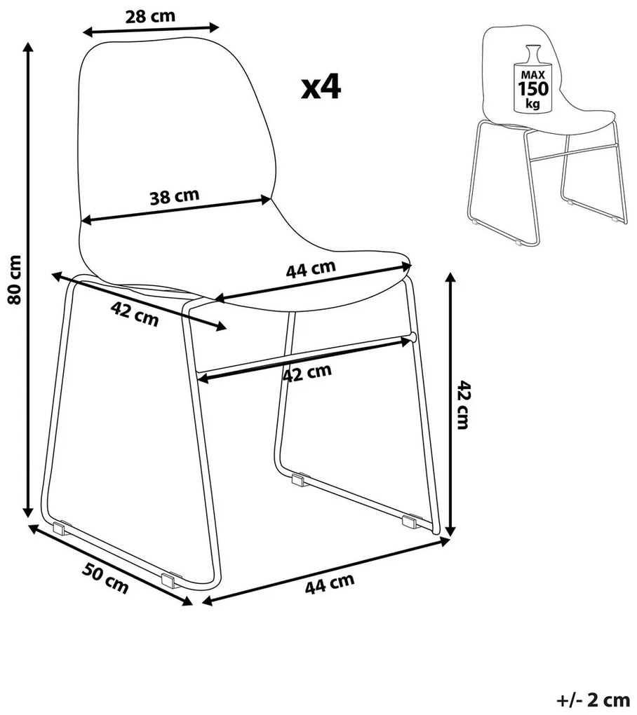 Étkezőszék készlet (4 db.) Panza (fehér). 1081879