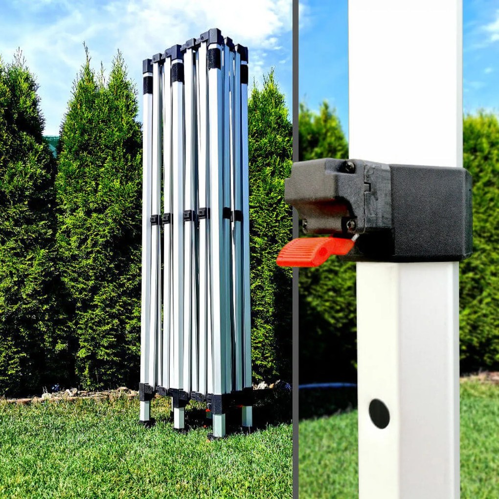 Professzionális alumínium Összecsukható pavilonok 3x6 m: Tartós fedés községi és városi rendezvényekhez - plusz 3 oldalfal - Fekete