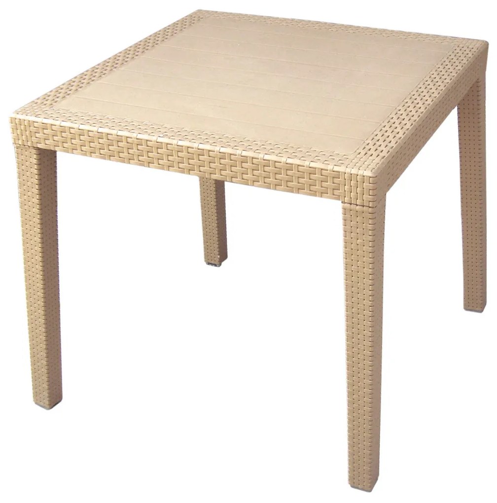 Kerti asztal Ratan Lux, 73 x 75,5 x 75,5 cm,pezsgő színű