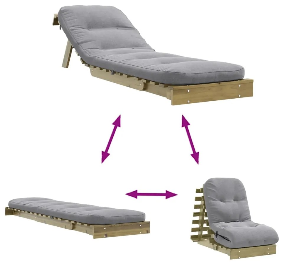 tömör impregnált fenyőfa futon kanapéágy matraccal 60x206x11 cm