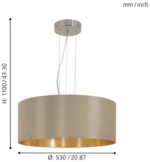Eglo 31607 - MASERLO 3 ágú függeszték E27 60W 230V