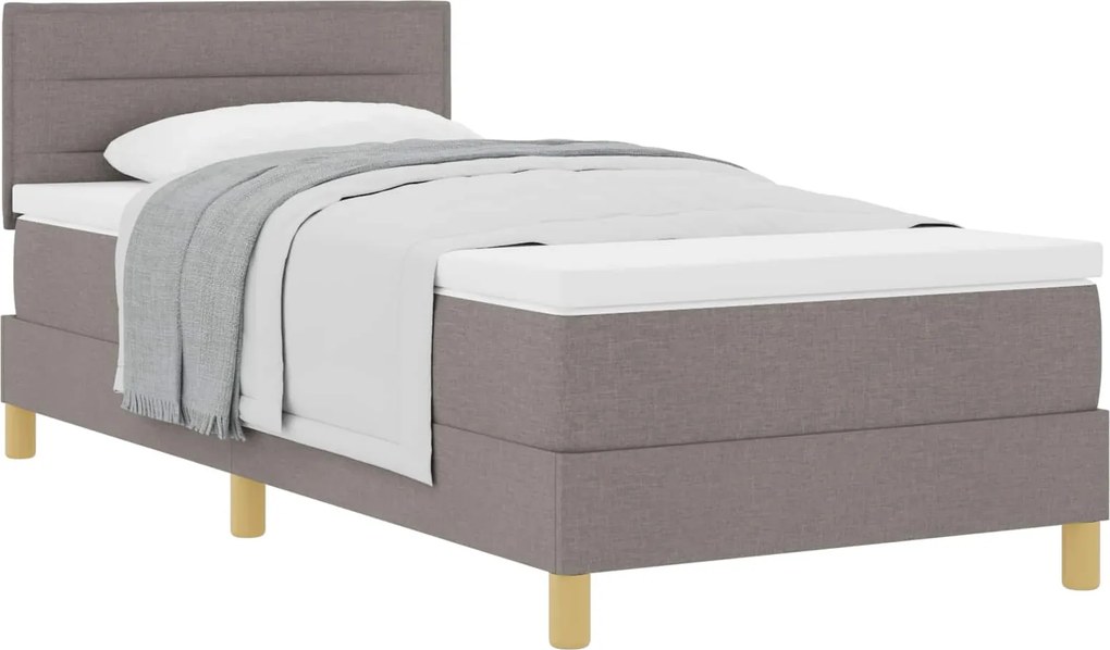 vidaXL Boxrugós ágy matracmal fejtámlával Tópszínű 90 x 190 cm szövet