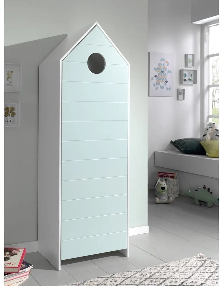 Fehér-világoskék nyitott gyerek ruhásszekrény 115x171,5 cm CASAMI – Vipack