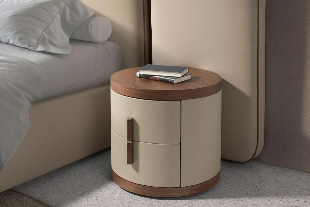 LAVIDA prémium dió/bőr éjjeliszekrény