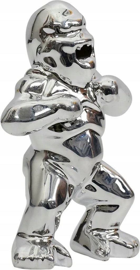 Dekoráció Gorilla ezüst mini figura 10cm