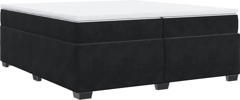 vidaXL fekete bársony rugós ágy matraccal 200x200 cm