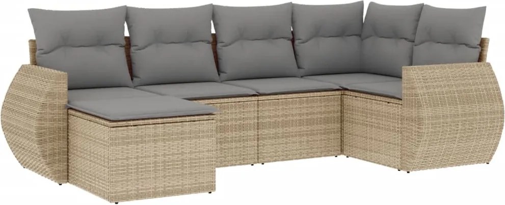 vidaXL 6 részes bézs polyrattan kerti ülőgarnitúra párnával