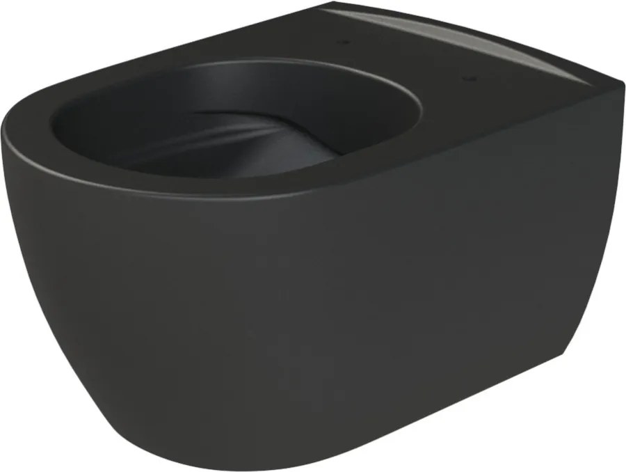 CeraStyle CITY fali WC - MATT FEKETE - BEÉPÍTETT bidé funkcióval - perem nélküli - 53 cm