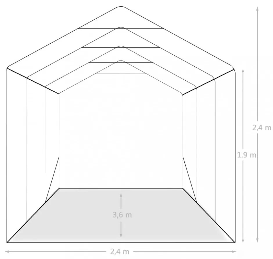 zöld PVC sátorgarázs 2,4 x 3,6 m