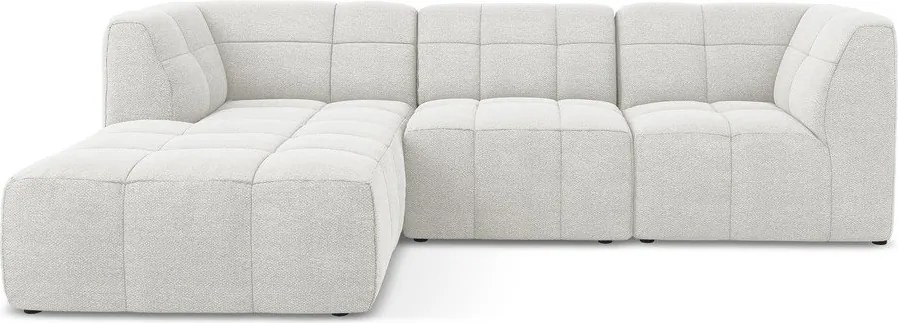 Fehér buklé sarokkanapé (bal oldali-heverő résszel) Aloha – Makamii